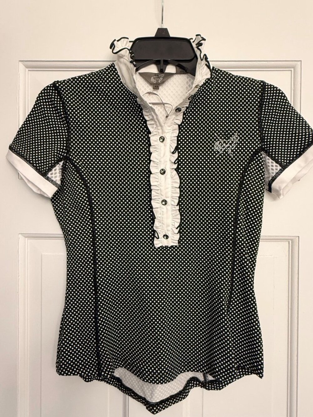 NEW! Goode Rider Couture Show Shirt - Black Polka Dot -